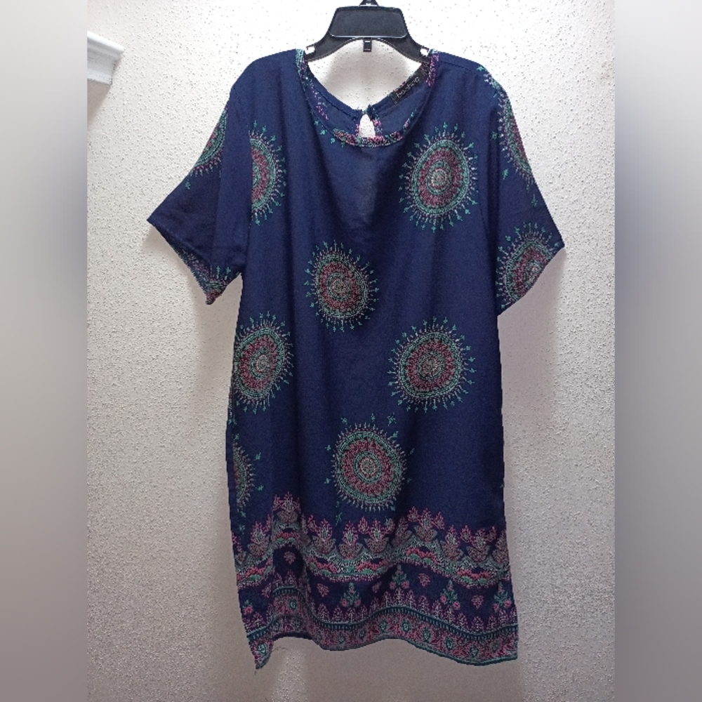 BooHoo Geometric Navy Dress Size 6